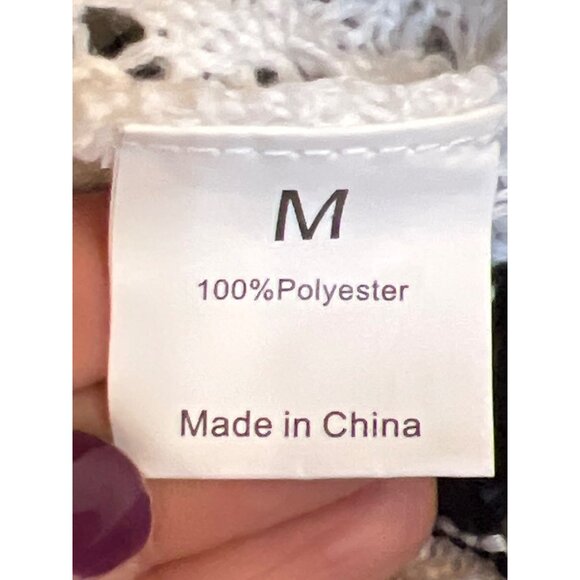 Handmade Crochet Short Sleeve Cardigan & Shorts Set  Stylish Black & White Strip - Picture 11 of 11